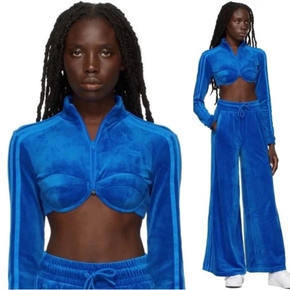 Jeremy Scott X Adidas Originals ‘DIP’ Collection Blue Velour Track Suit Top Nwt - Picture 5 of 15